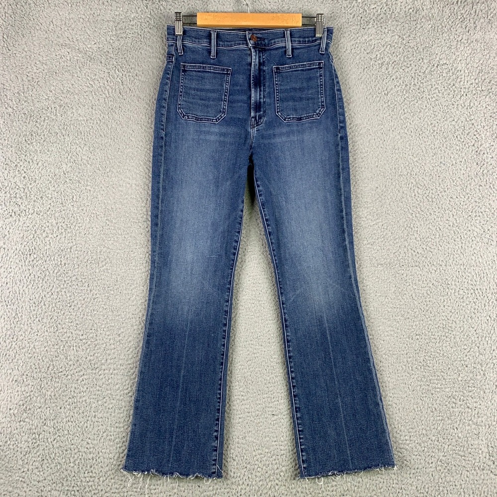 Mother Hustler Patch Pocket Ankle Fray Jeans Womens 28 Blue‎ Out For The Evening